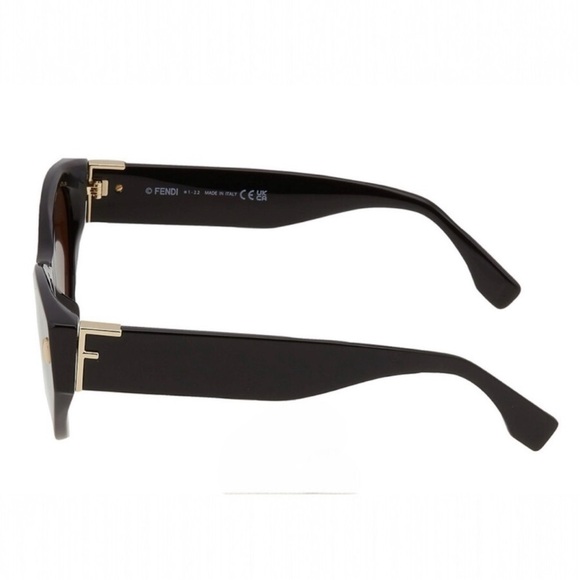 FENDI Brown Oversized Cat Eye UV Sunglasses Style FE400351 01E FENDI F logo NEW - Picture 9 of 14